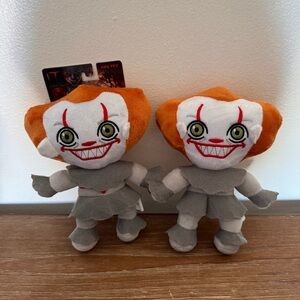 Pennywise the Clown Dog Toy IT Halloween Plush Squeaker 9" Horror Movie Set Of 2
